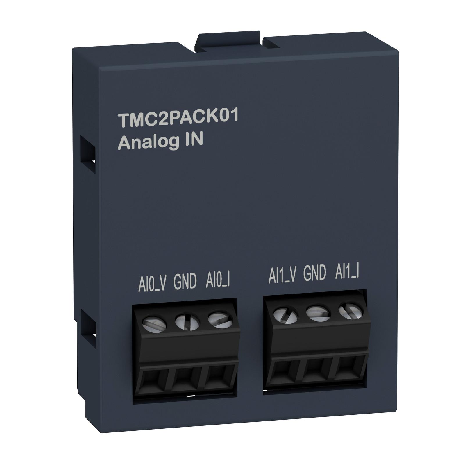 Analogue input cartridge, Modicon M221, packaging 2 analog inputs, I/O extension