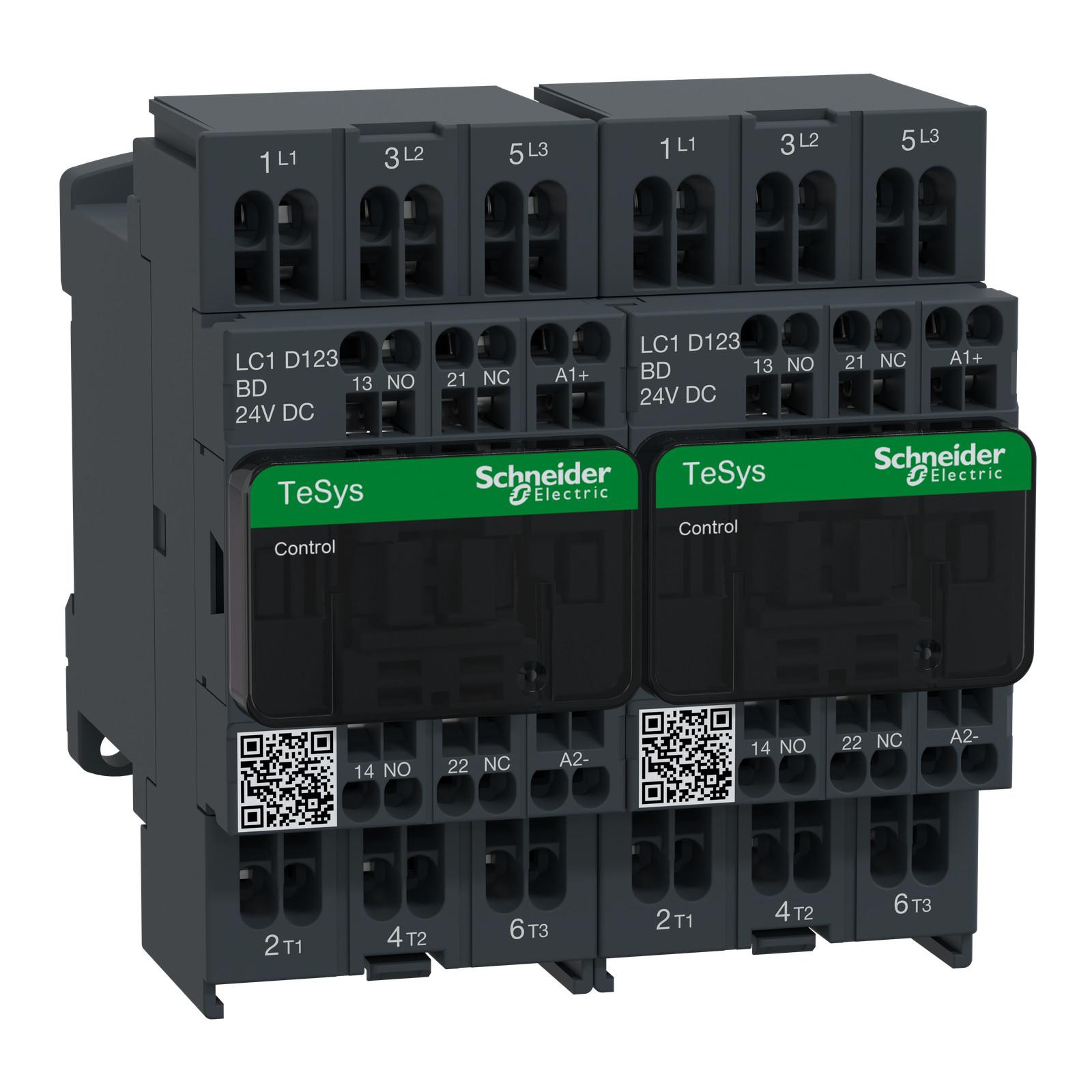 TeSys Deca reversing contactor - 3P(3 NO) - AC-3 - <= 440 V 12 A - 24 V DC coil
