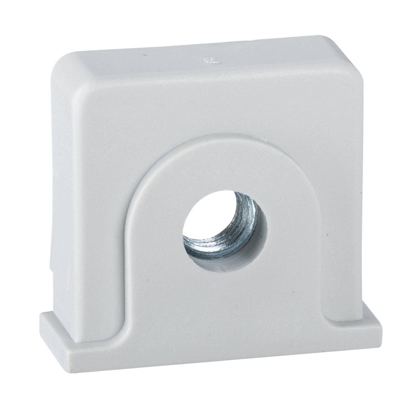 plastic nut and M6 screw placed in the notches of PLM for DIN rail