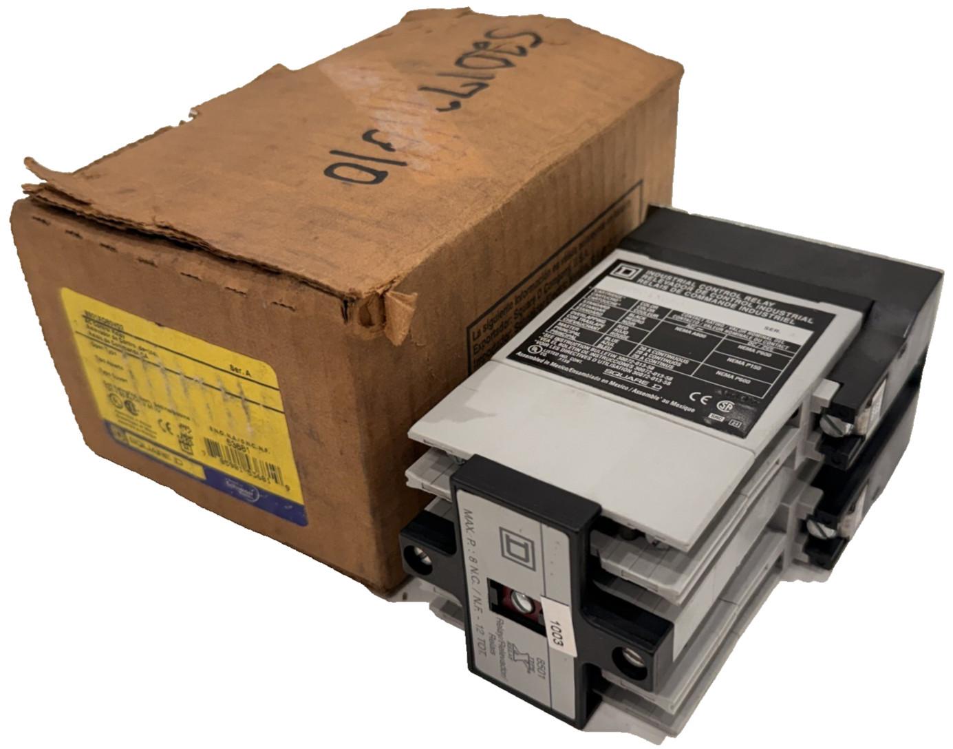NEMA Control Relay, Type X, machine tool, 10A resistive at 600 VAC, 8 normally open contacts, 110/120 VAC 50/60 Hz coil