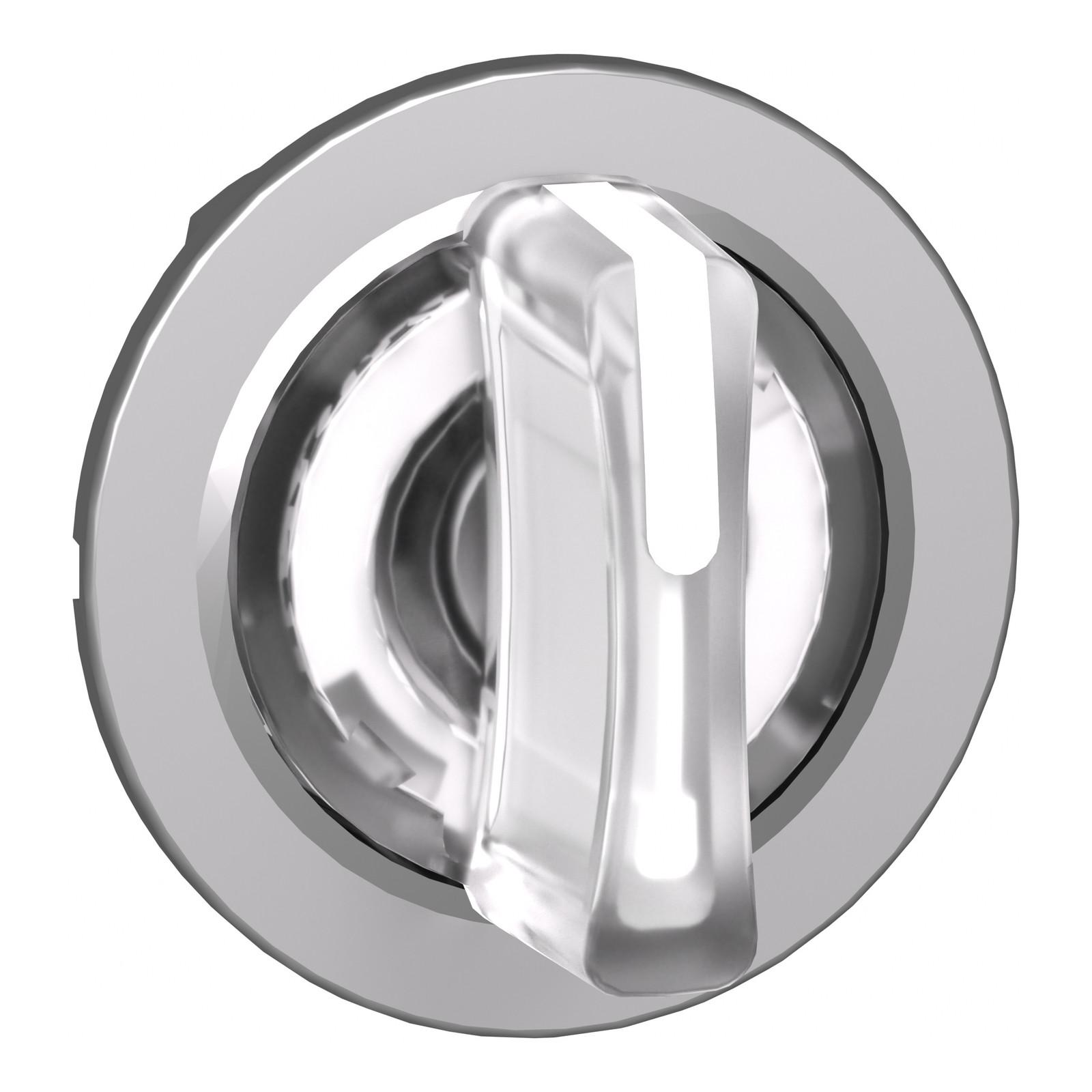Head for illuminated selector switch, Harmony XB4, metal, white handle, 30mm, universal LED, 3 positions, to center