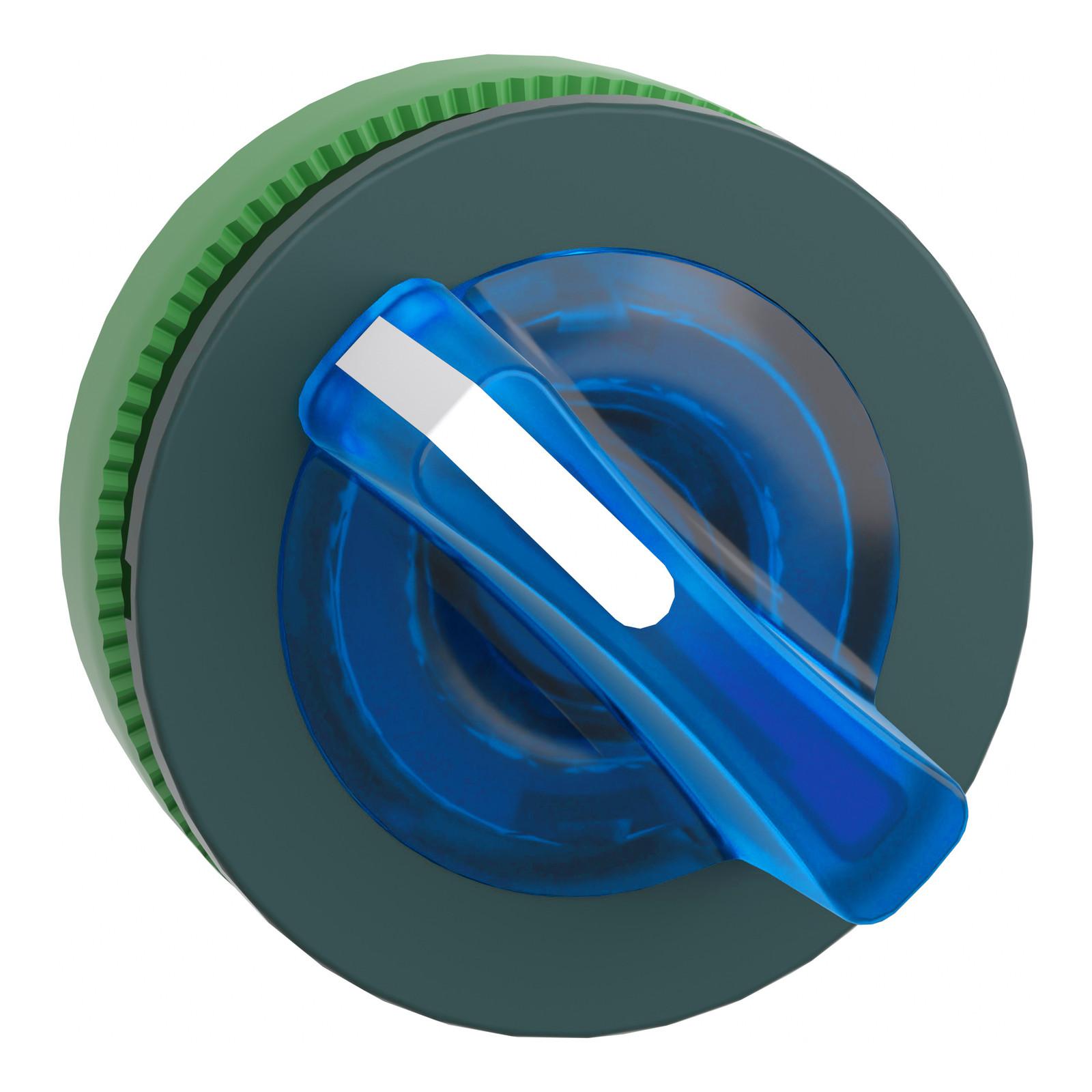 Head for illuminated selector switch, Harmony XB5, plastic, blue handle, universal LED, 2 positions, stay put