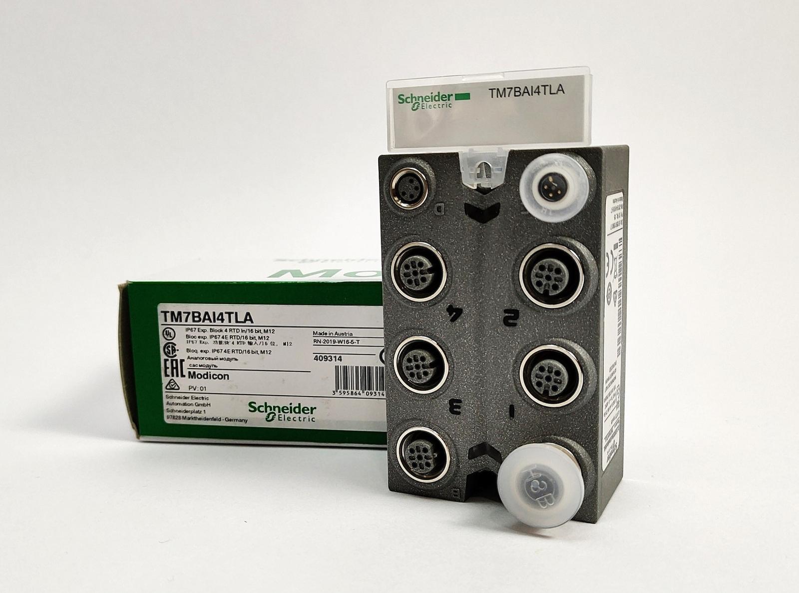 Analog I/O expansion block, Modicon TM7, IP67, 4 RTD inputs, M12 connector