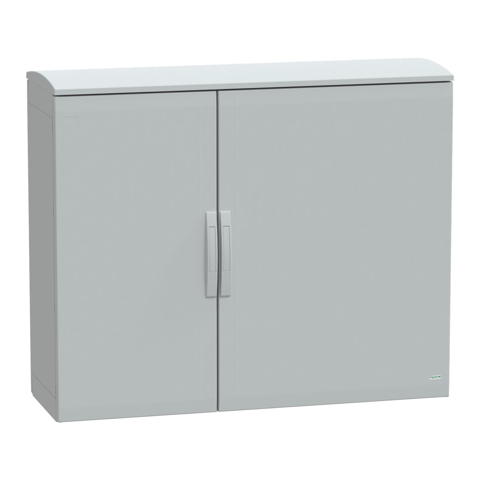 Floor standing polyester enclosure, Thalassa PLA, plain door, ventilated canopy, 1000x1250x420mm, IP44, IK10