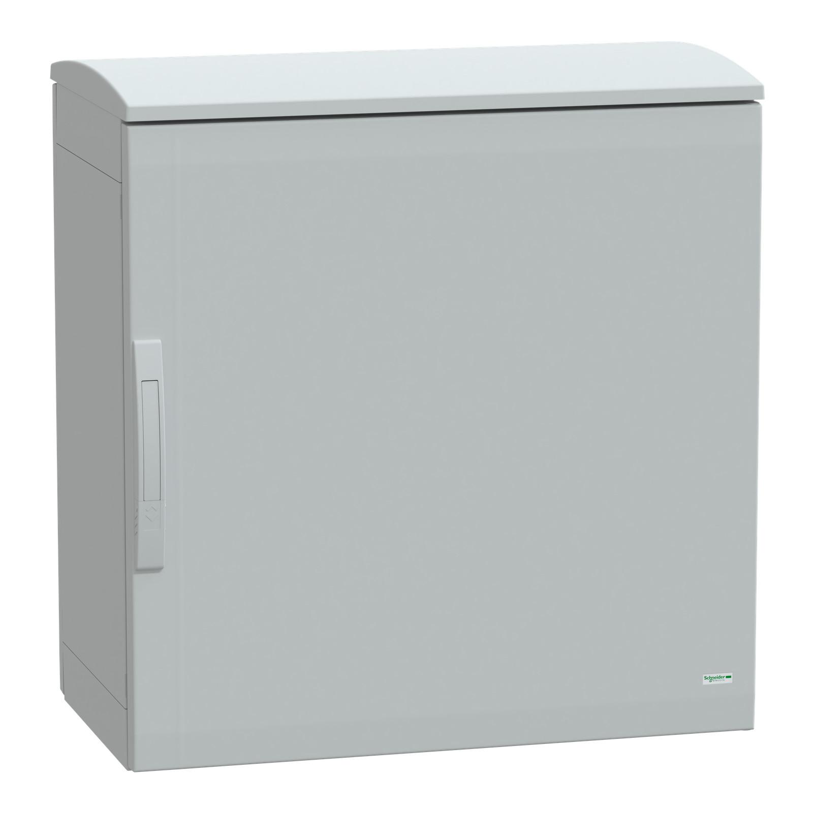 Floor standing polyester enclosure, Thalassa PLA, plain door, ventilated canopy, 750x750x420mm, IP44, IK10