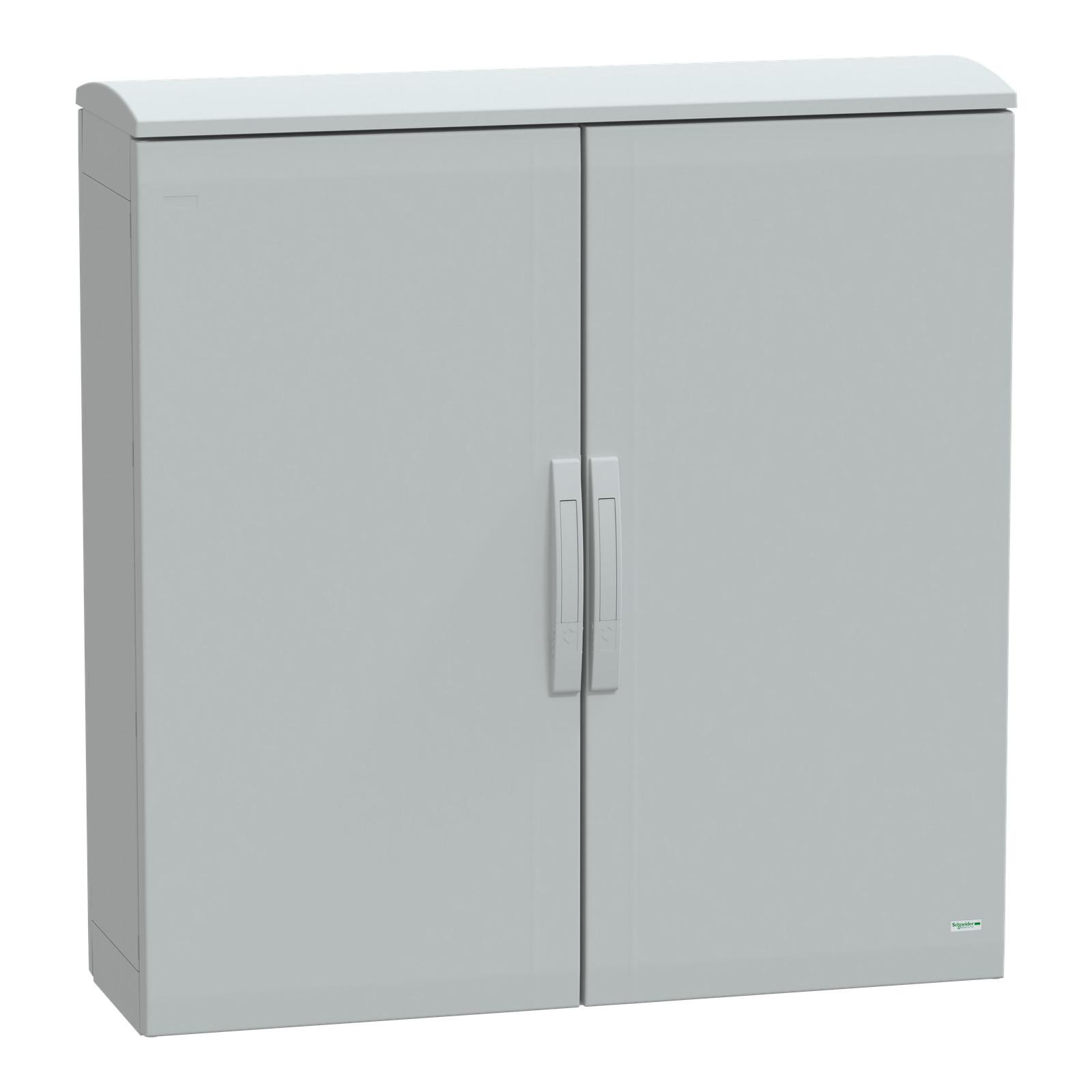 Floor standing polyester enclosure, Thalassa PLA, plain door, ventilated canopy, 1000x1000x320mm, IP44, IK10