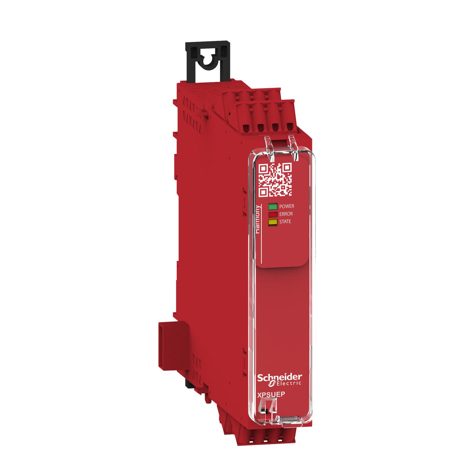 safety module, Harmony XPSU, Cat 4, expansion use with universal range, 24V AC or DC, spring