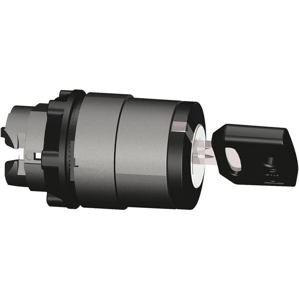Head for key selector switch, Harmony XB5, plastic, black, 22mm, key 455, 2 positions, spring return right to left