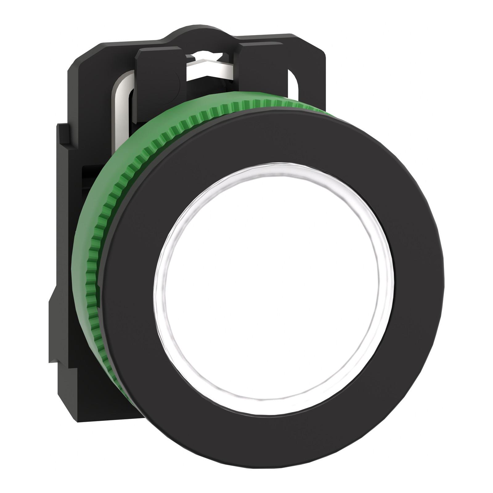 Pilot light, Harmony XB5, antimicrobial, grey plastic, white flush mounted, 30mm, universal LED, 230...240V AC