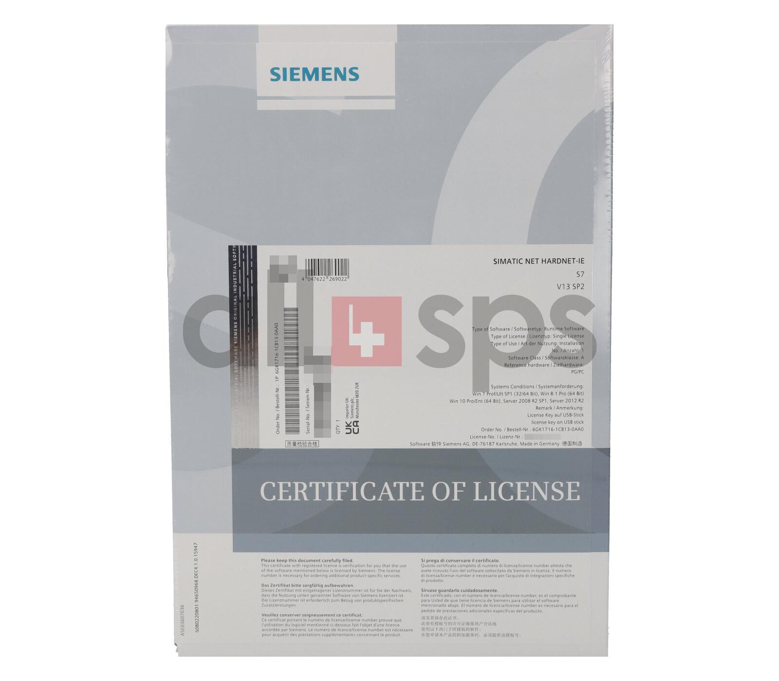 SIMATIC NET HARDNET-IE S7 V13 SP2 6GK1716-1CB13-0AA0 NS)