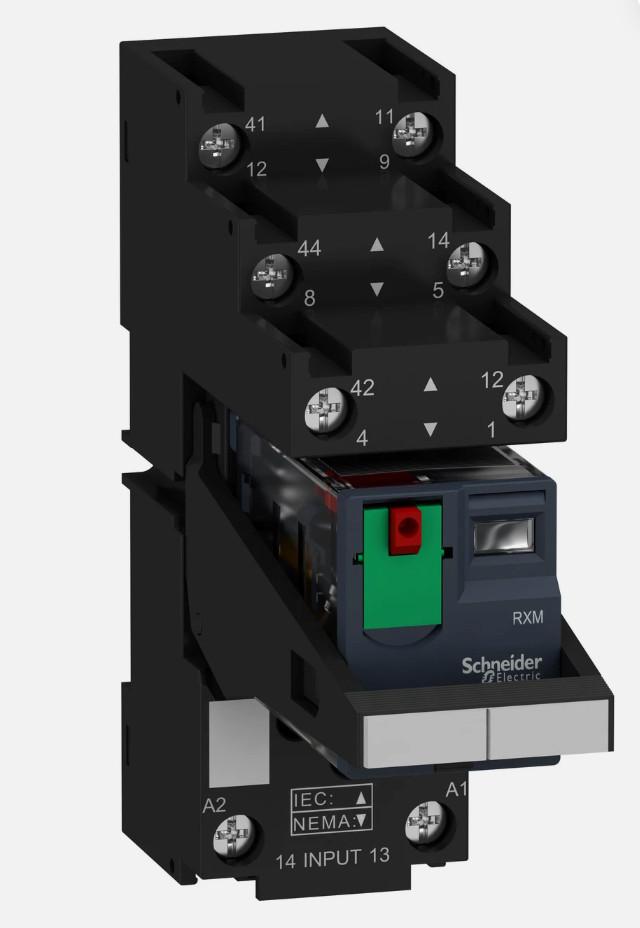miniature, Harmony Electromechanical Relays, 12A, 2CO, with LED, with lockable test button, separate terminals socket, 230V AC