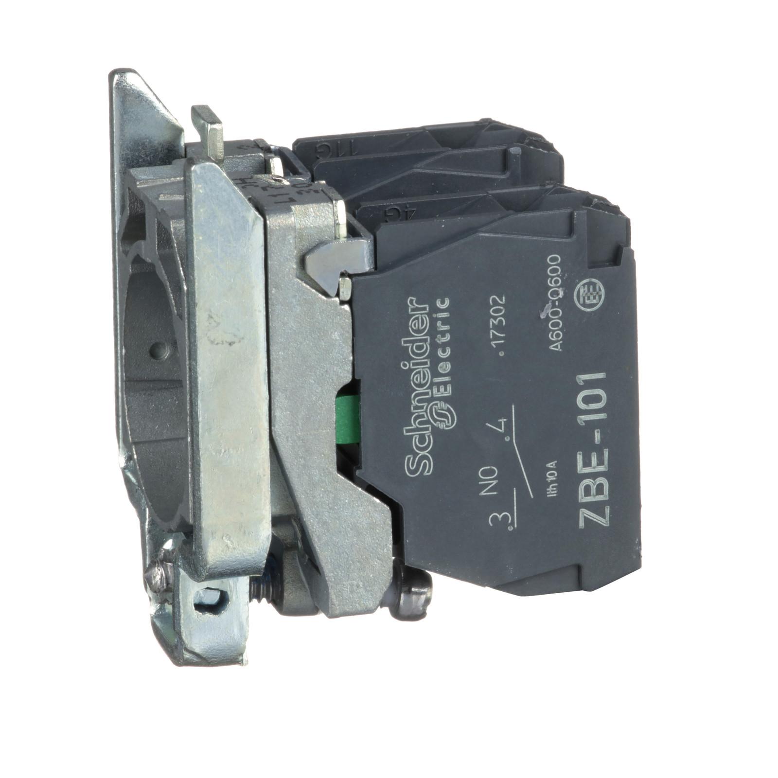 Complete body contact assembly, Harmony XB4, single contact, with body fixing collar, 2NO, set of 100