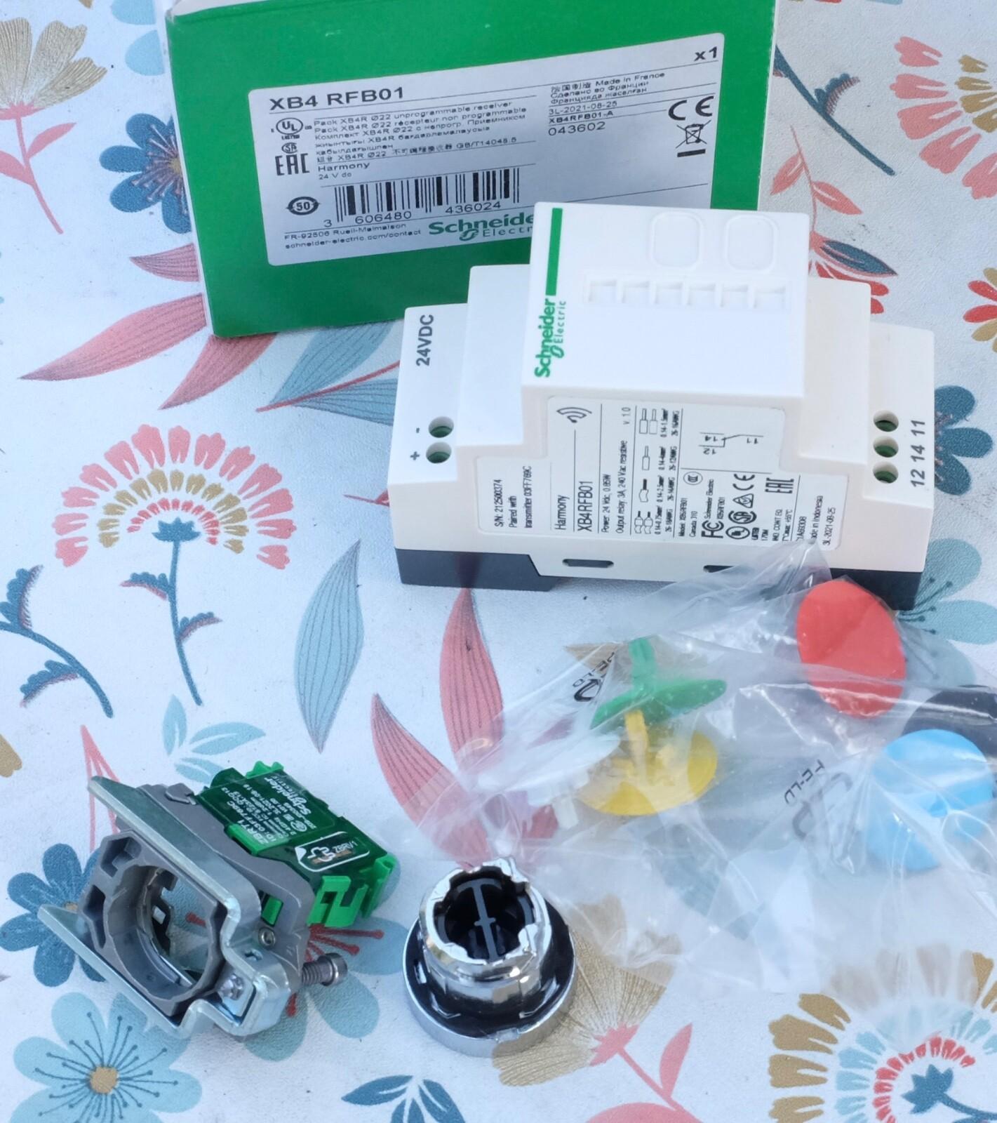 Wireless and batteryless package, Harmony XB5R, Wireless metal 22mm black pushbutton, non configurable receiver, 24V DC