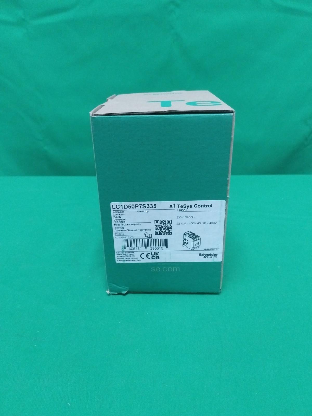 IEC contactor, TeSys D, nonreversing, 50A, 40HP at 480VAC, up to 100kA SCCR, 3 phase, 3 NO, 230VAC 50/60Hz coil, open