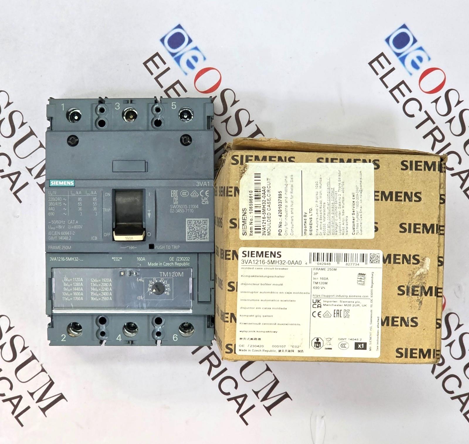 BRKR 3VA12 3P 160A 55KA MCP HI NUT