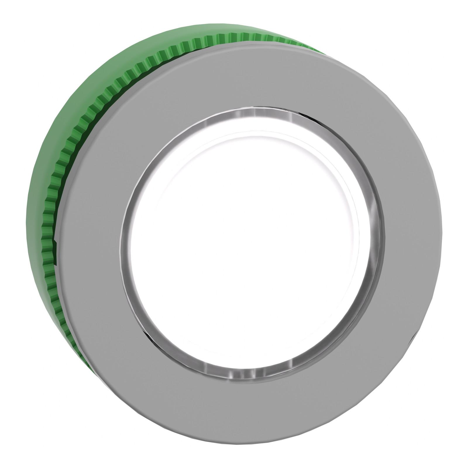 Head for pilot light, Harmony XB5, grey bezel, white, 30mm, universal LED, plain lens