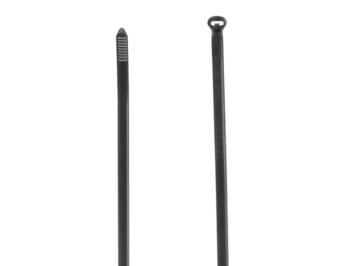 High Performance Cable Tie, Black Color Nylon 6.6, Length of 342mm (13.5 Inches) for Bundle Diameter up to 102mm (4 Inches), Width of 6.9mm (0.27 Inch), Tensile Strength Rating of 534 Newtons (120 Pounds), Operating Temperature of -60 Degrees Celsius (-76