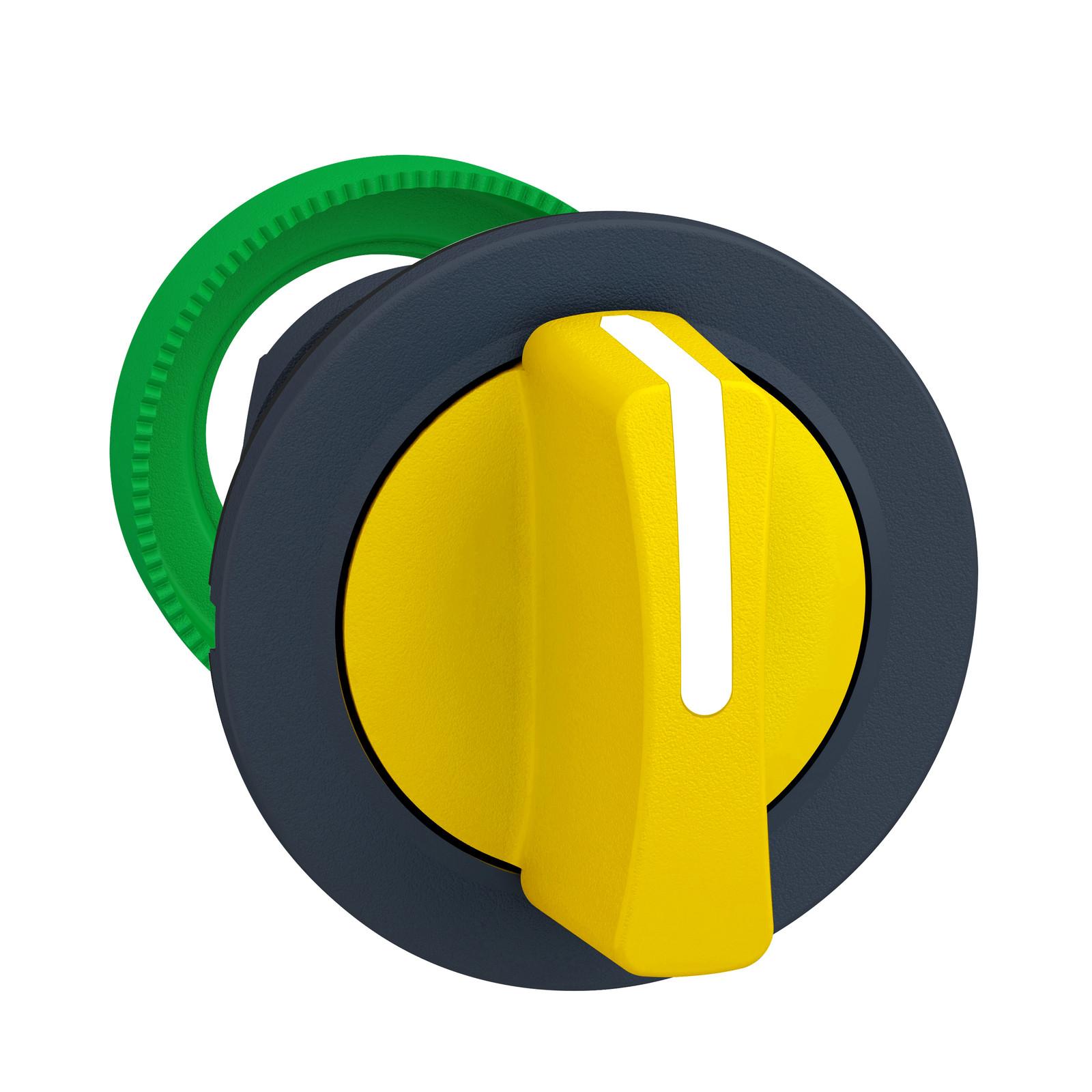 Head for selector switch, Harmony XB5, flush mounted yellow 3 pos return center