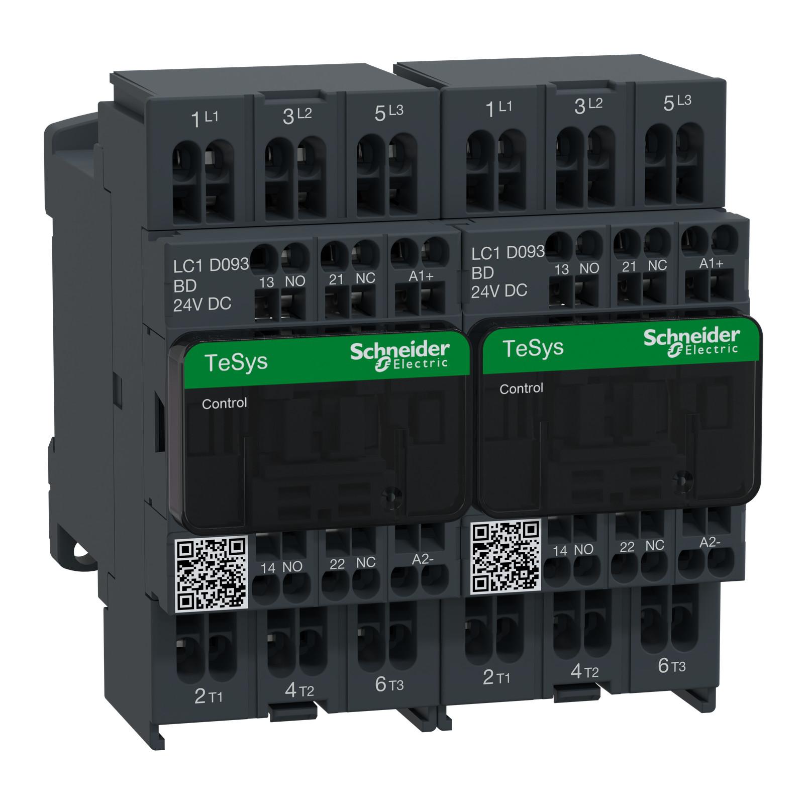 TeSys Deca reversing contactor - 3P(3 NO) - AC-3 - <= 440 V 9 A - 24 V DC coil