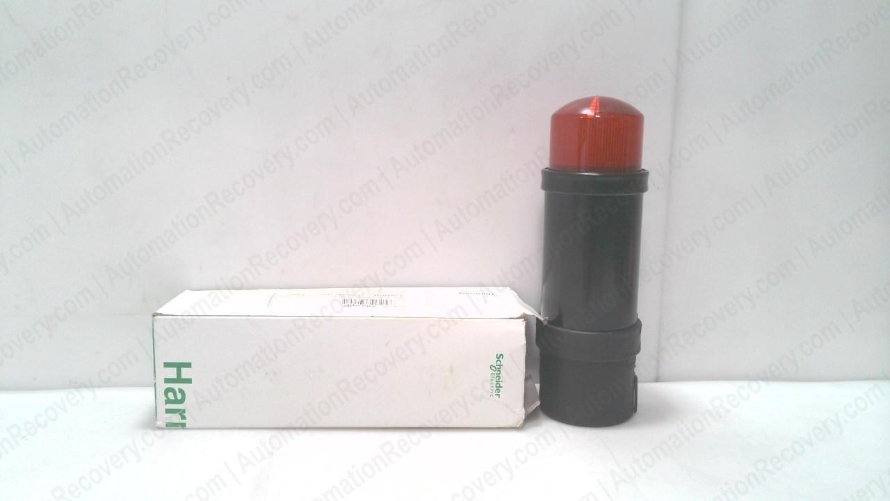 Illuminated beacon, Harmony XVB, plastic, red, 70mm, flashing, integral flash discharge tube, 10 joule, 24V AC DC