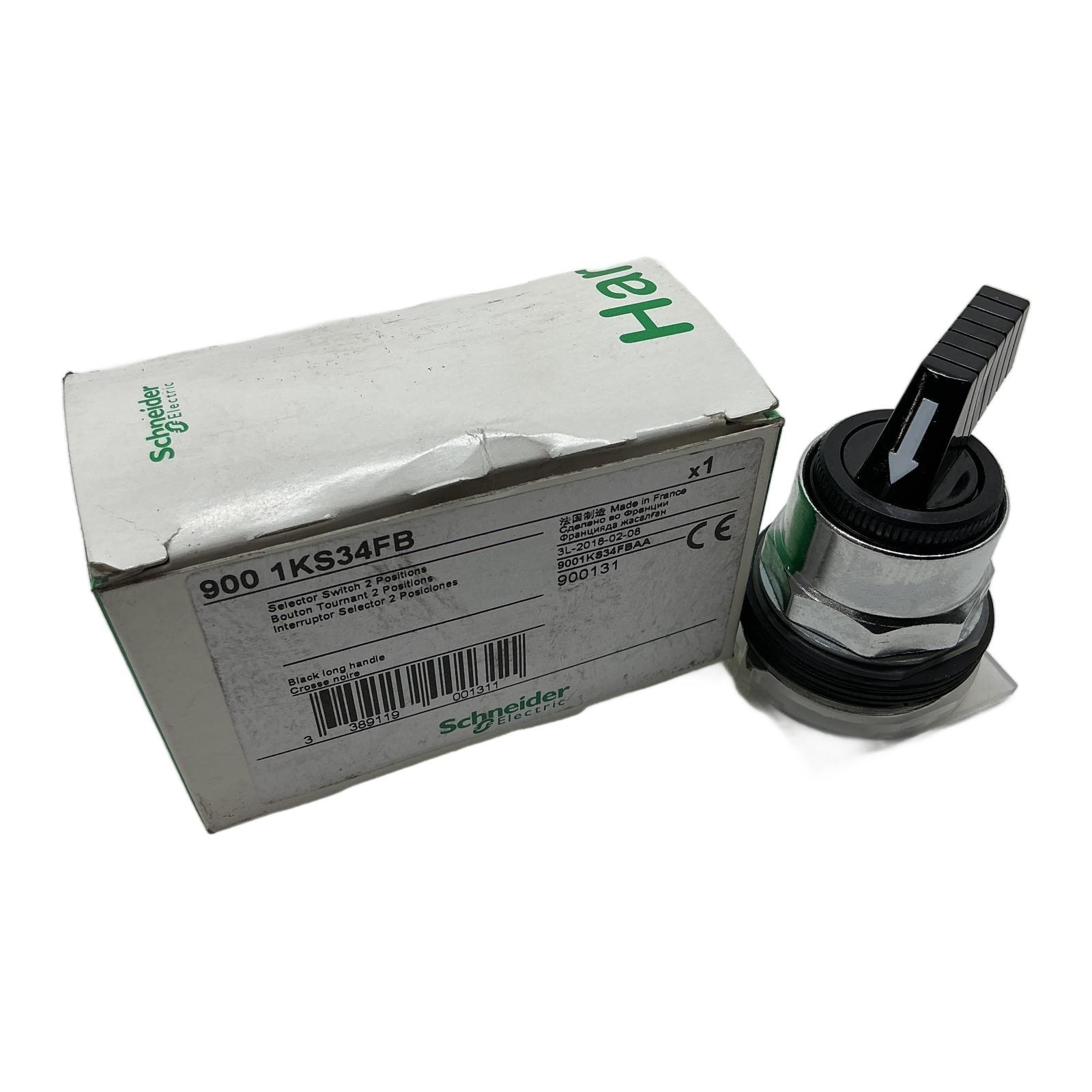 Selector switch head, Harmony 9001K, metal, long handle, black, 30mm, 2 positions, spring return right to left