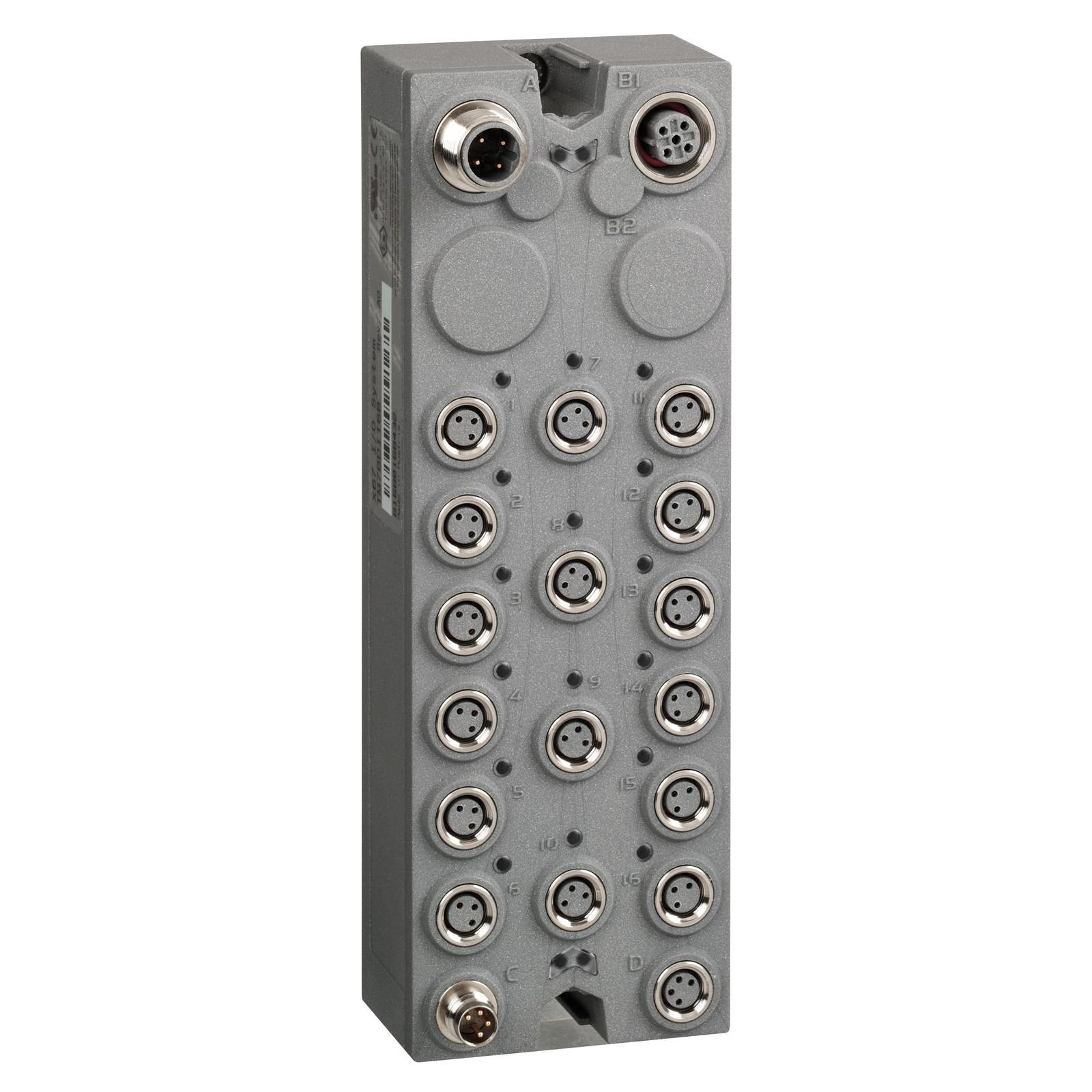 Discrete I/O expansion block, Modicon TM7, IP67, 16 DI/DO, 24 V DC, 0.5 A, M8 connector