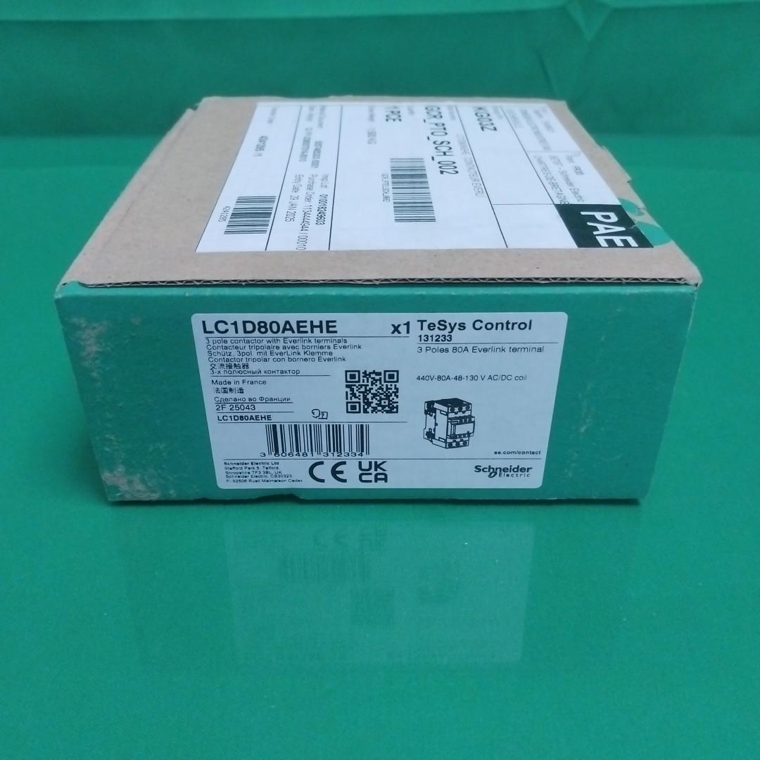 IEC contactor, TeSys Deca Green, nonreversing, 80A, 40HP at 480VAC, 3 phase, 3 pole, 3 NO, 48/130VAC/VDC coil, open style