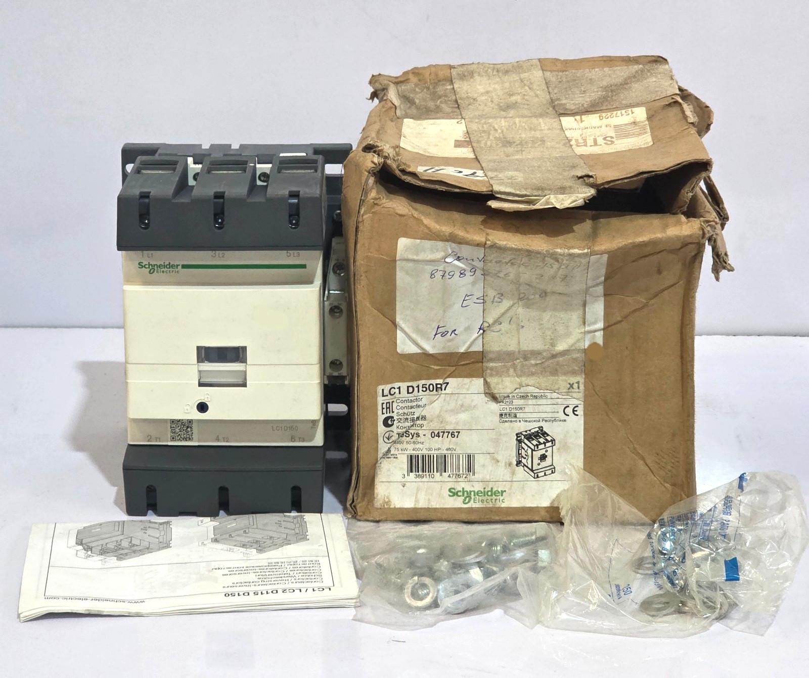IEC contactor, TeSys Deca, nonreversing, 150A, 100HP at 480VAC, up to 100kA SCCR, 3 phase, 3 NO, 440VAC 50/60Hz coil, open