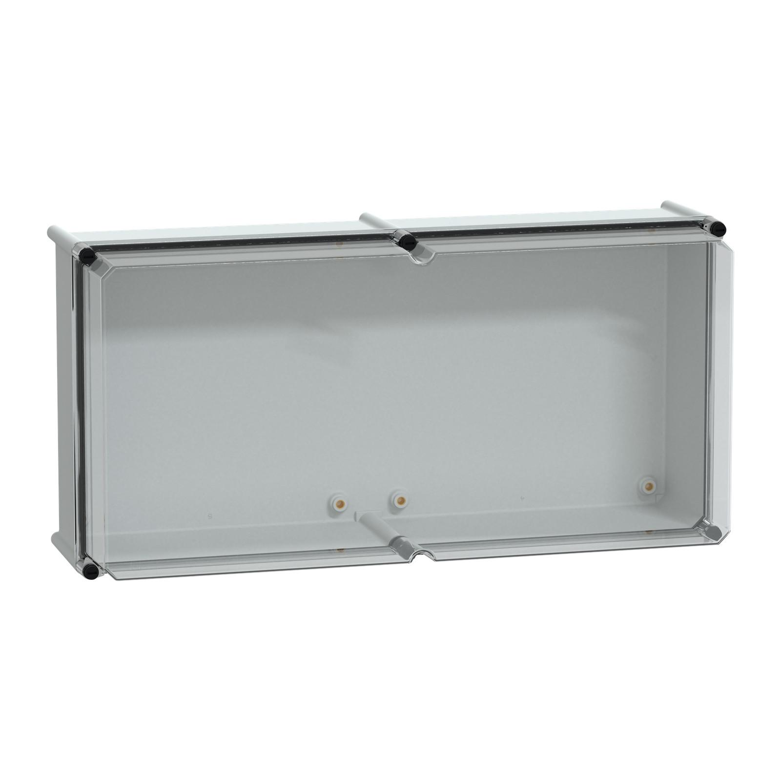 PLS box, polyester rear, transparent PC cover IP66 36x72x23cm
