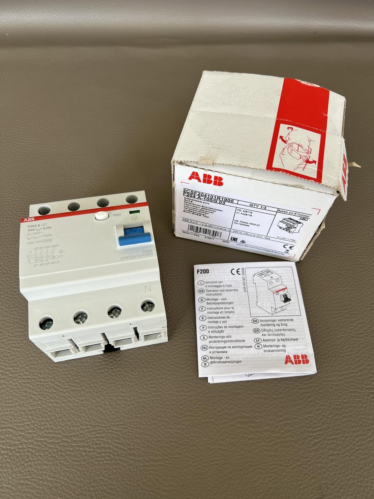 F204 A-100/0.03 Residual Current Circuit Breaker 4P A type 30 mA