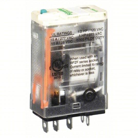 plug-in relay, Harmony electromechanical relays, 15A, 1CO, with LED, lockable test button, 12V DC