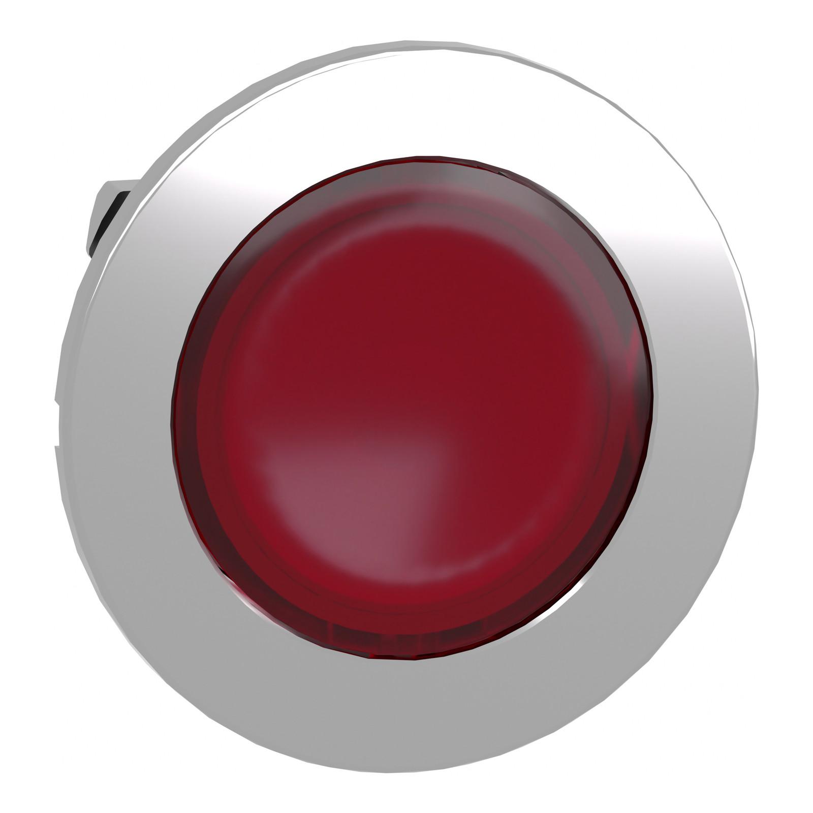 Head for pilot light, Harmony XB4, flush mounted, red, 30mm, with plain lens, universal LED