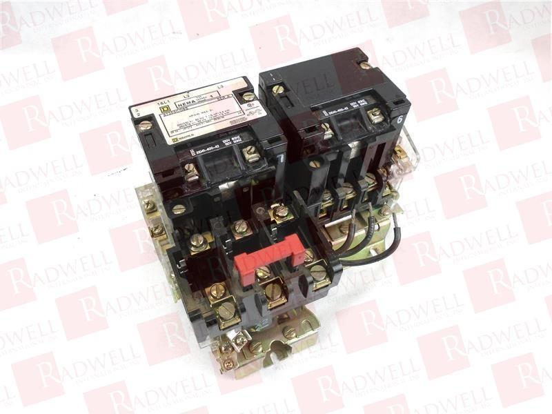 NEMA starter, Type S, reversing, horizontal, Size 1, 27A, 10HP at 575VAC, 5kA SSCR, 3 phase, 3 pole, melting alloy overload, 120VAC coil, open