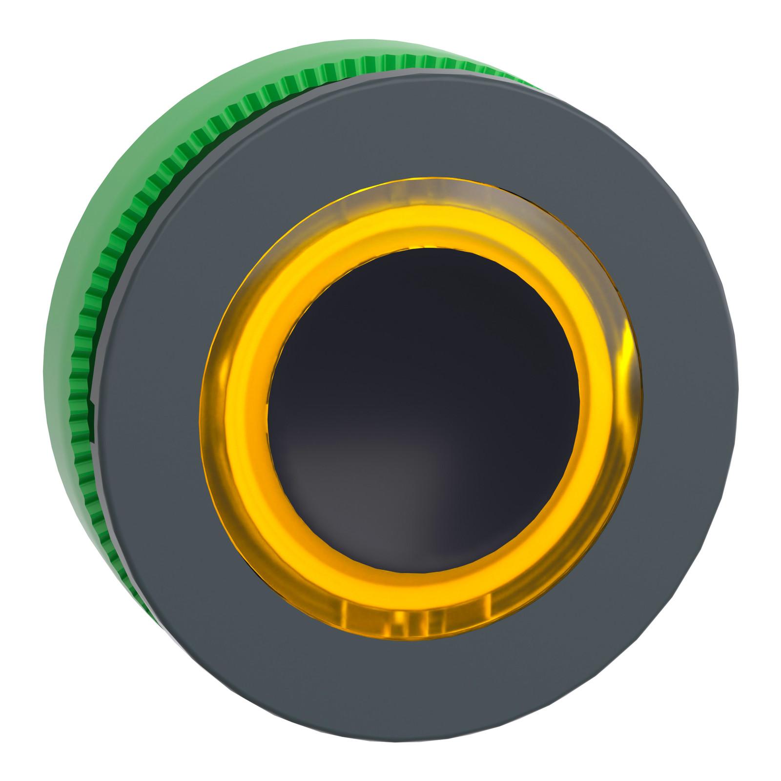 Head for illuminated push button, Harmony XB5, plastic, yellow flush mounted, 30mm, universal LED, illuminated ring