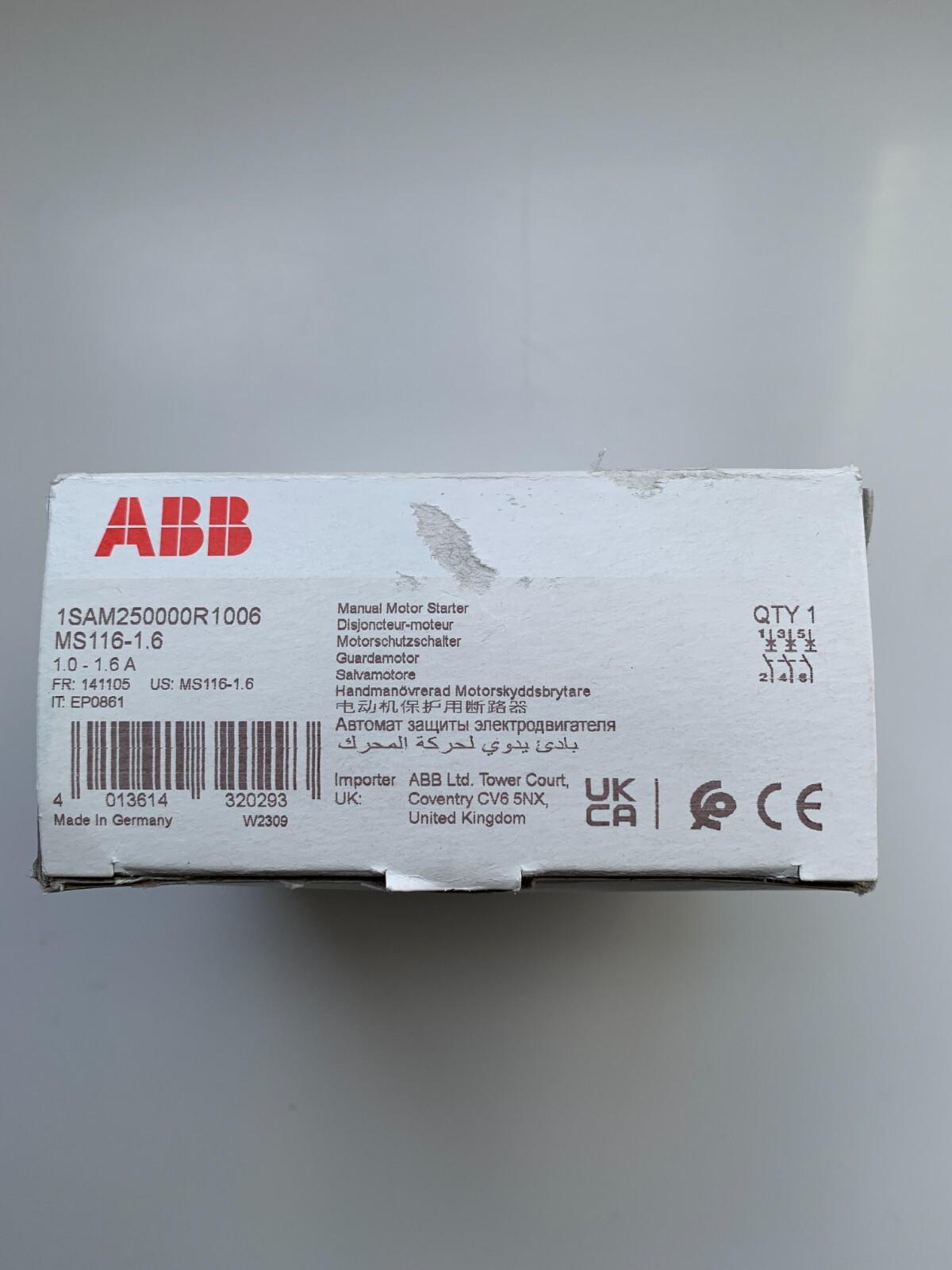 MS116-1.6 Manual Motor Starter 1.0 ... 1.6 A