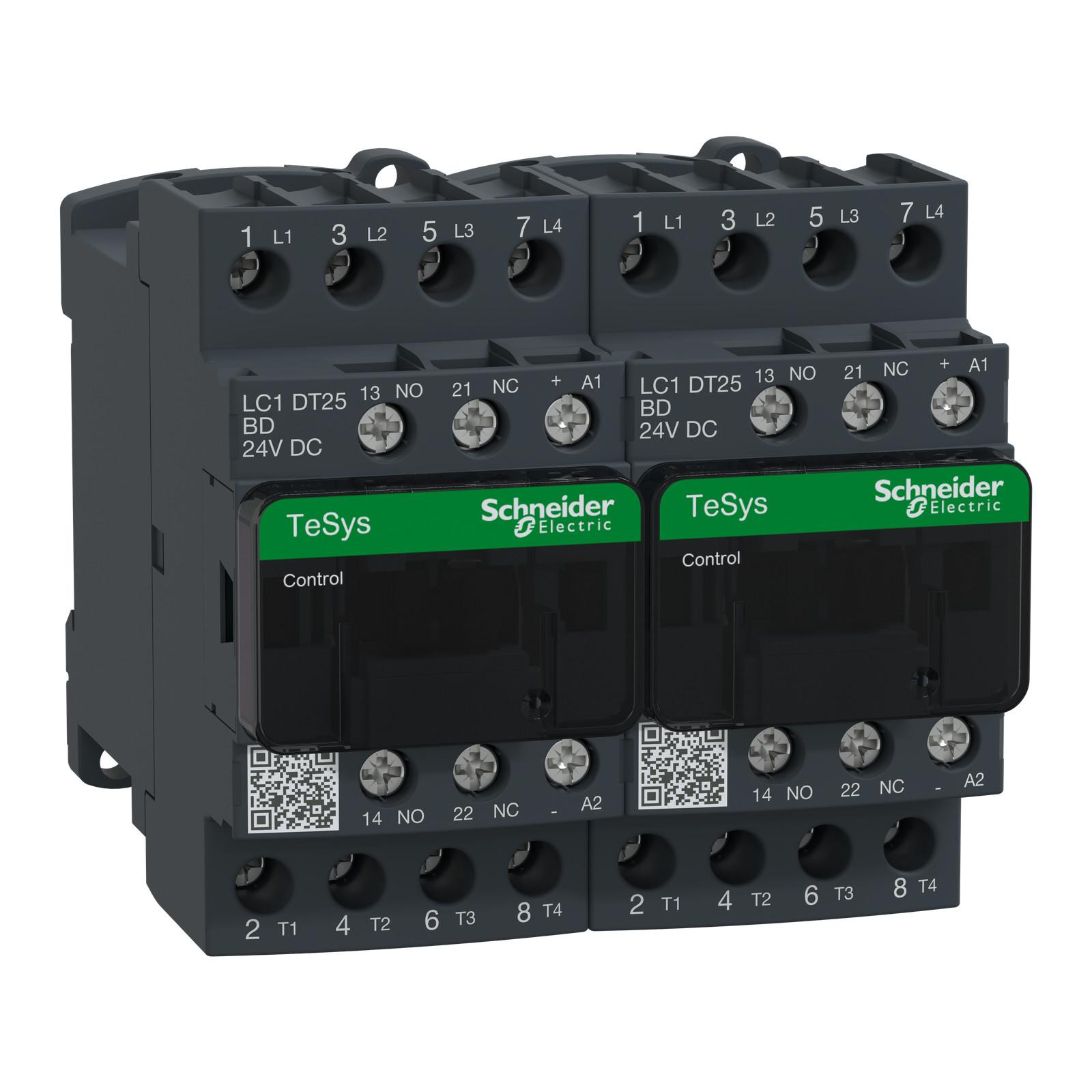 TeSys Deca changeover contactor - 4P(4 NO) - AC-1 - <= 440 V 25 A - 24 V DC coil
