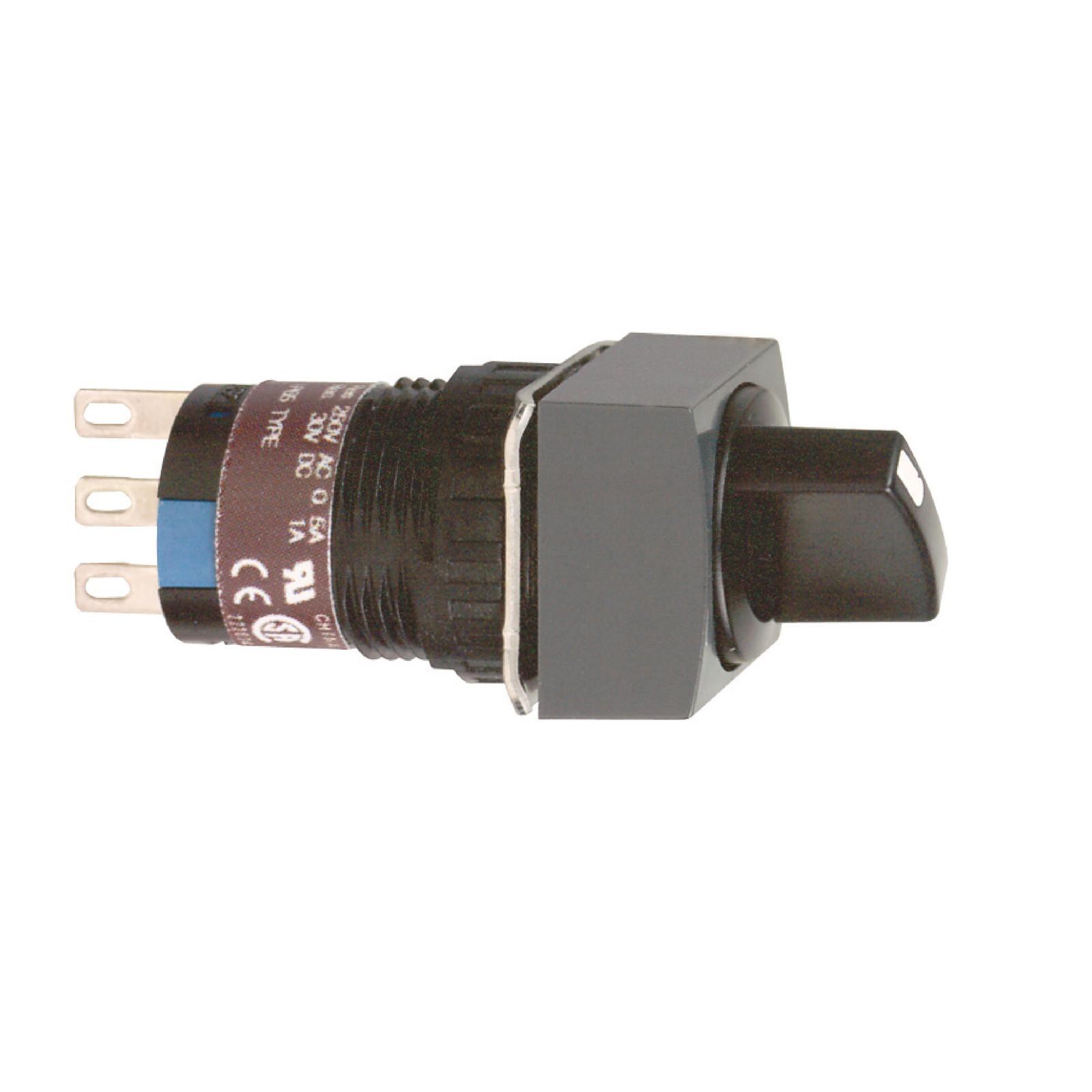 Monolithic selector switch, Harmony XB6E, square black Ø 16 projecting handle 2 positions 2CO