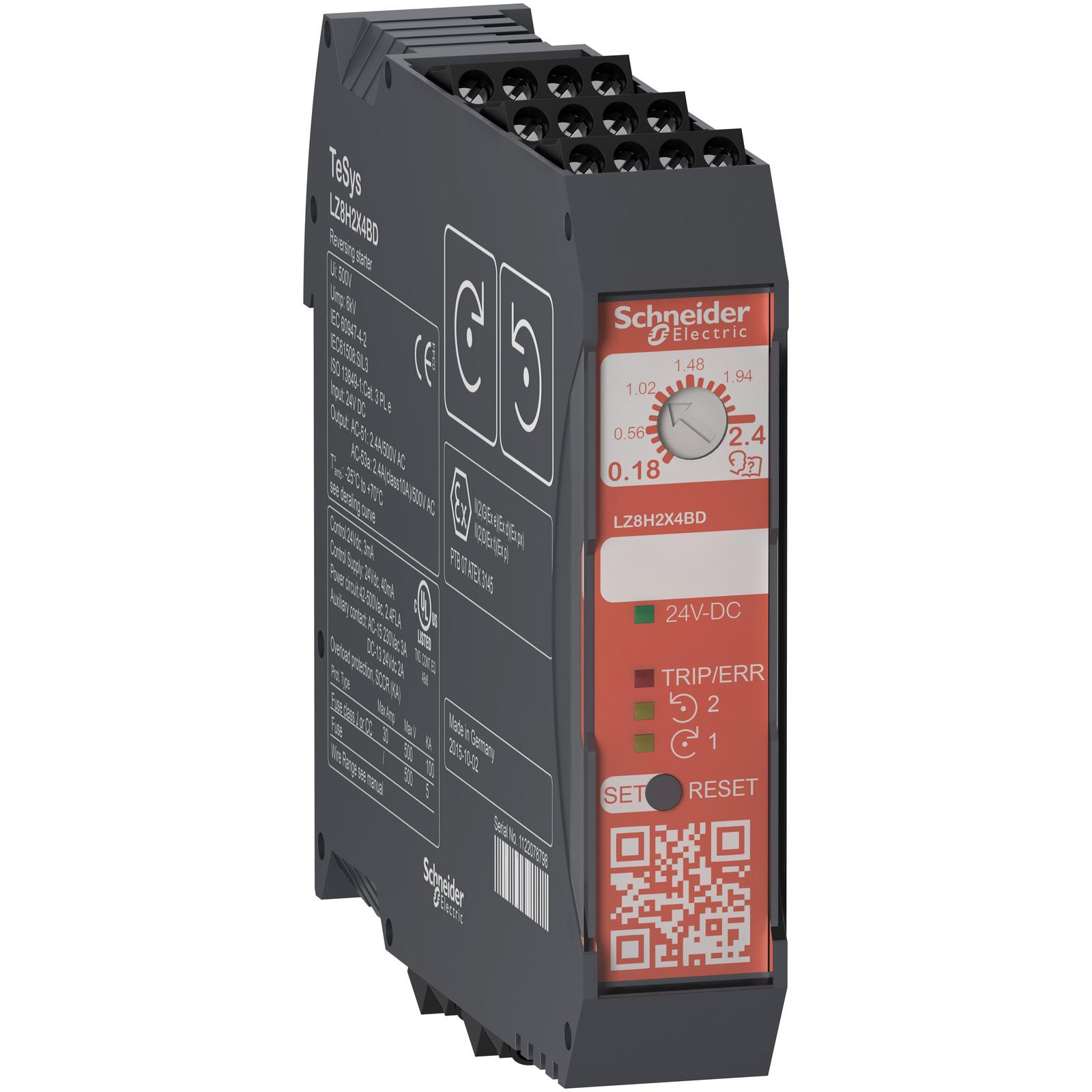 Reversing ultra compact starter, TeSys Hybrid, Safe Torque Off, 3P, 500VAC, 0.75kW at 400V, 24VDC