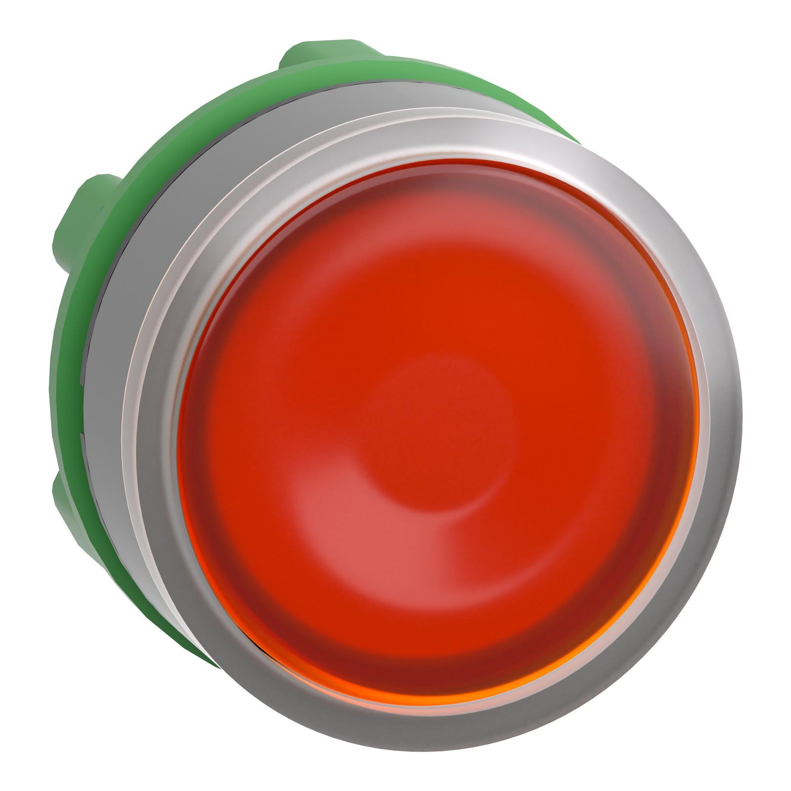 Head for illuminated push button, Harmony XB5, grey bezel, yellow flush, 22mm, universal LED, push-push