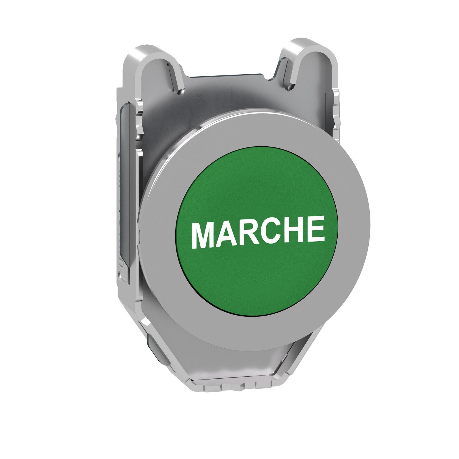 Head for non illuminated push button, Harmony XB4, flush mounted green flush caps pushbutton white marked marche