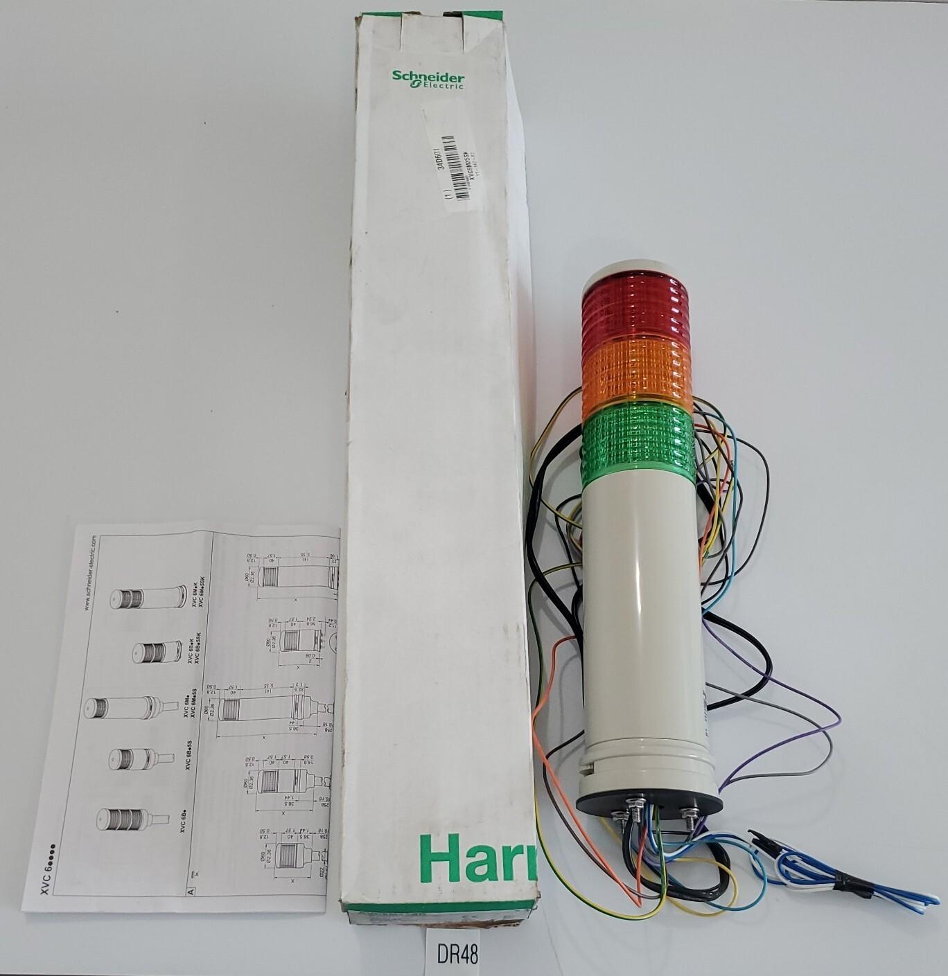 Harmony XVC, Monolithic precabled tower light, plastic, red orange green, Ø60, base mounting, steady or flashing, buzzer, IP54, 100...240 V AC