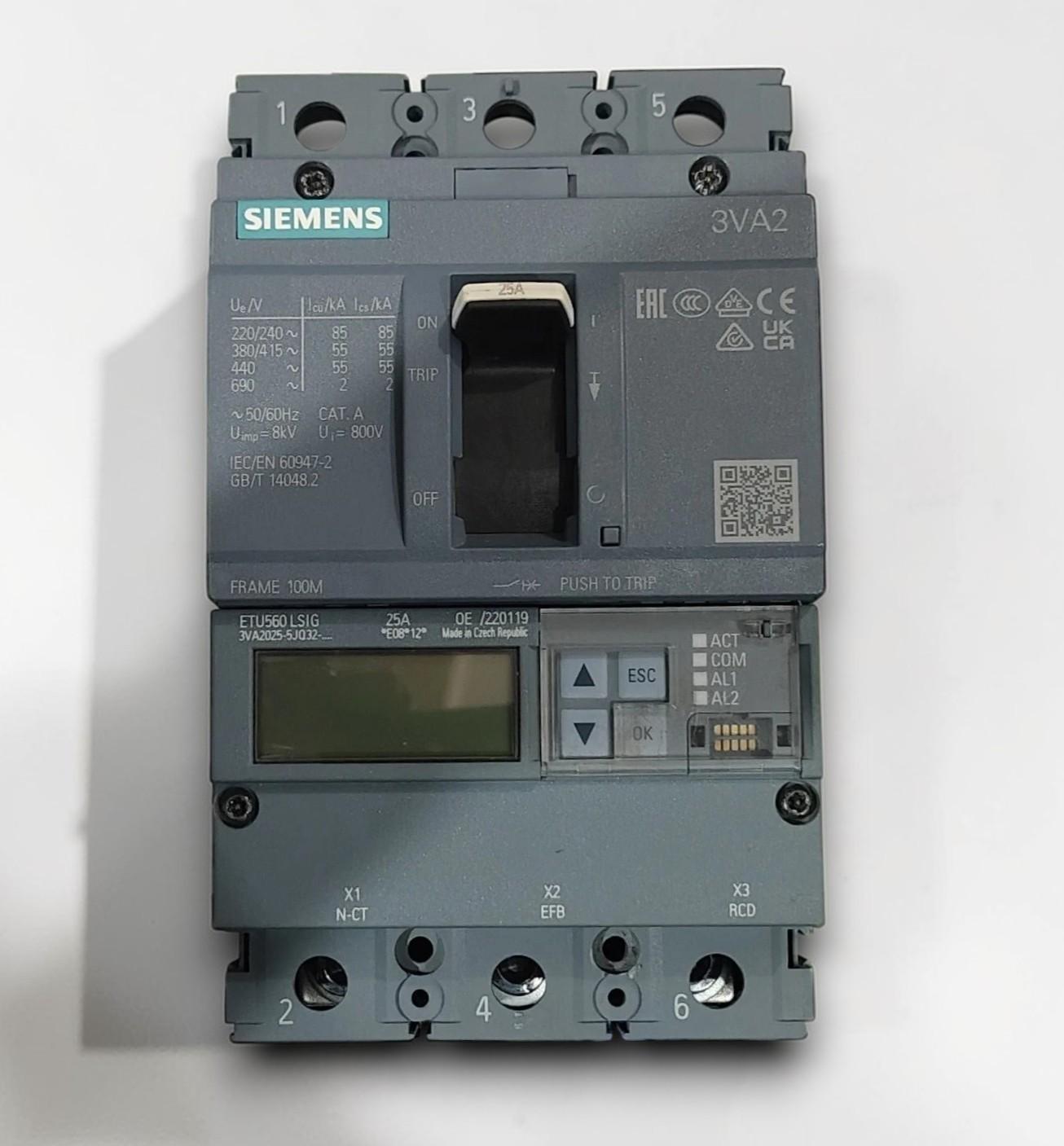 BRKR 3VA20 3P 25A 55KA ETU5-LSIG NUT