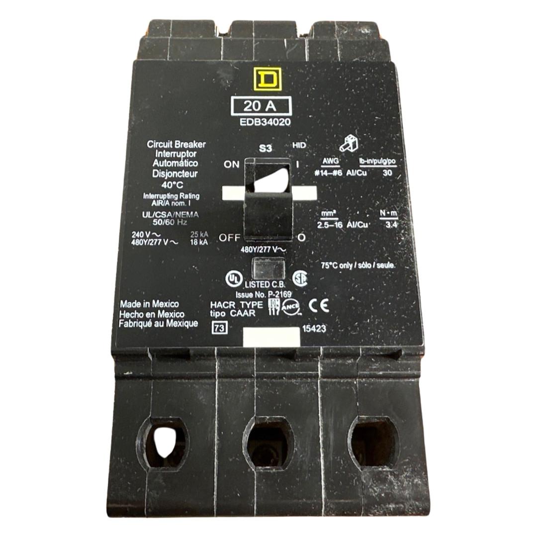 Mini circuit breaker, E-Frame, 20A, 3 pole, 480Y/277 VAC, 25 kA max, bolt on