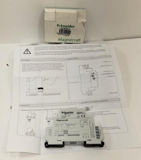 Current sensor relay, SE Relays, SPDT, 15A, 24 to 240 VAC, 1 time scale, 800 mA to 8 A, DIN mounting