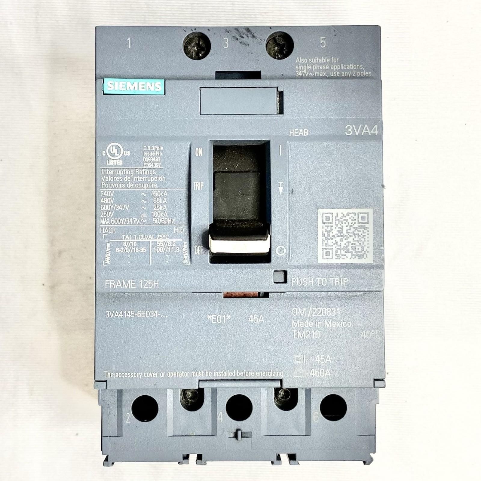 BRKR 3VA41 3P 45A 35KA FTFM LD LUG