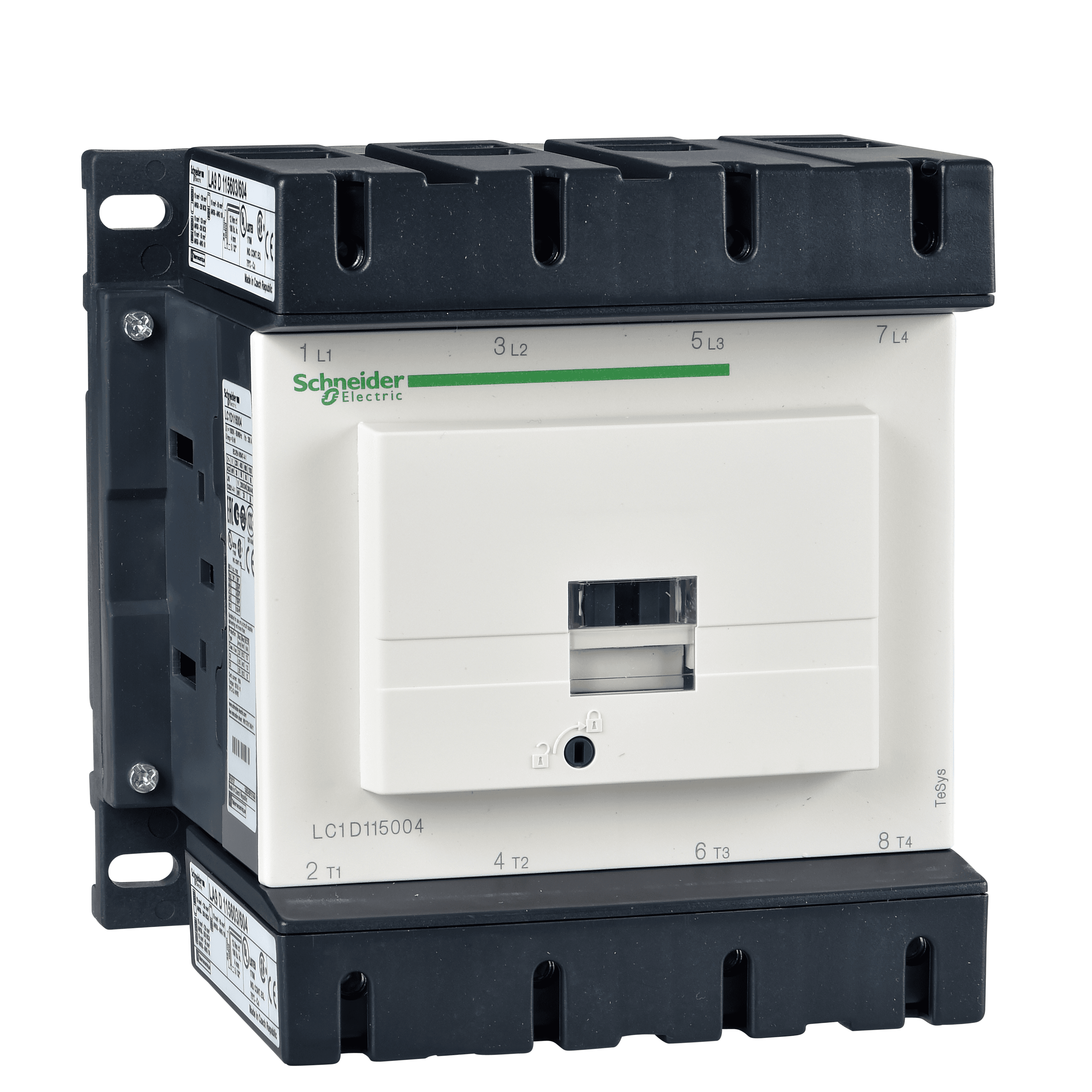 IEC contactor, TeSys Deca, nonreversing, 200A resistive, 4 pole, 4 NO, 230VAC 50/60Hz coil, open style