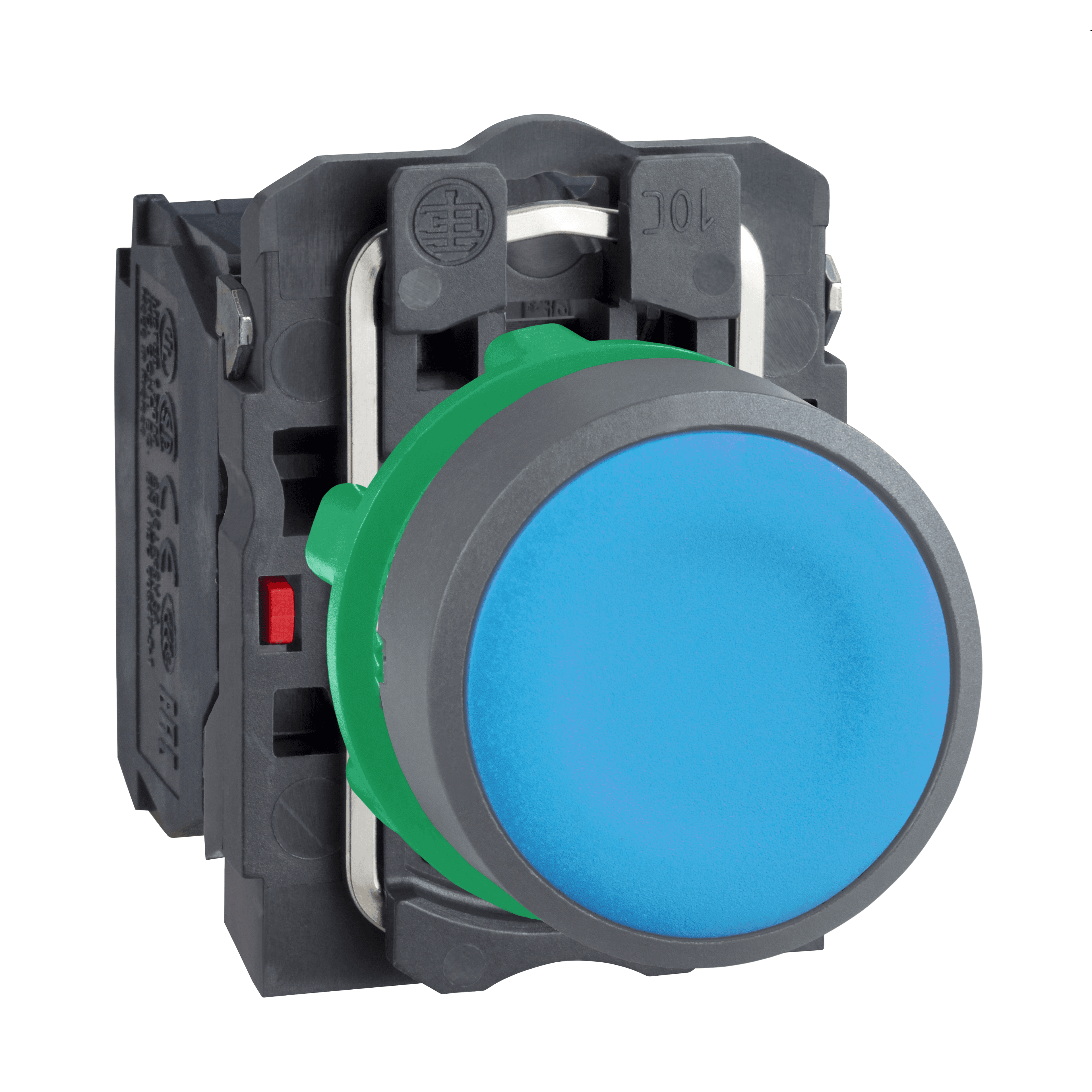 Push button, Harmony XB5, blue flush, grey bezel, 22mm, spring return, 1NO + 1NC, unmarked