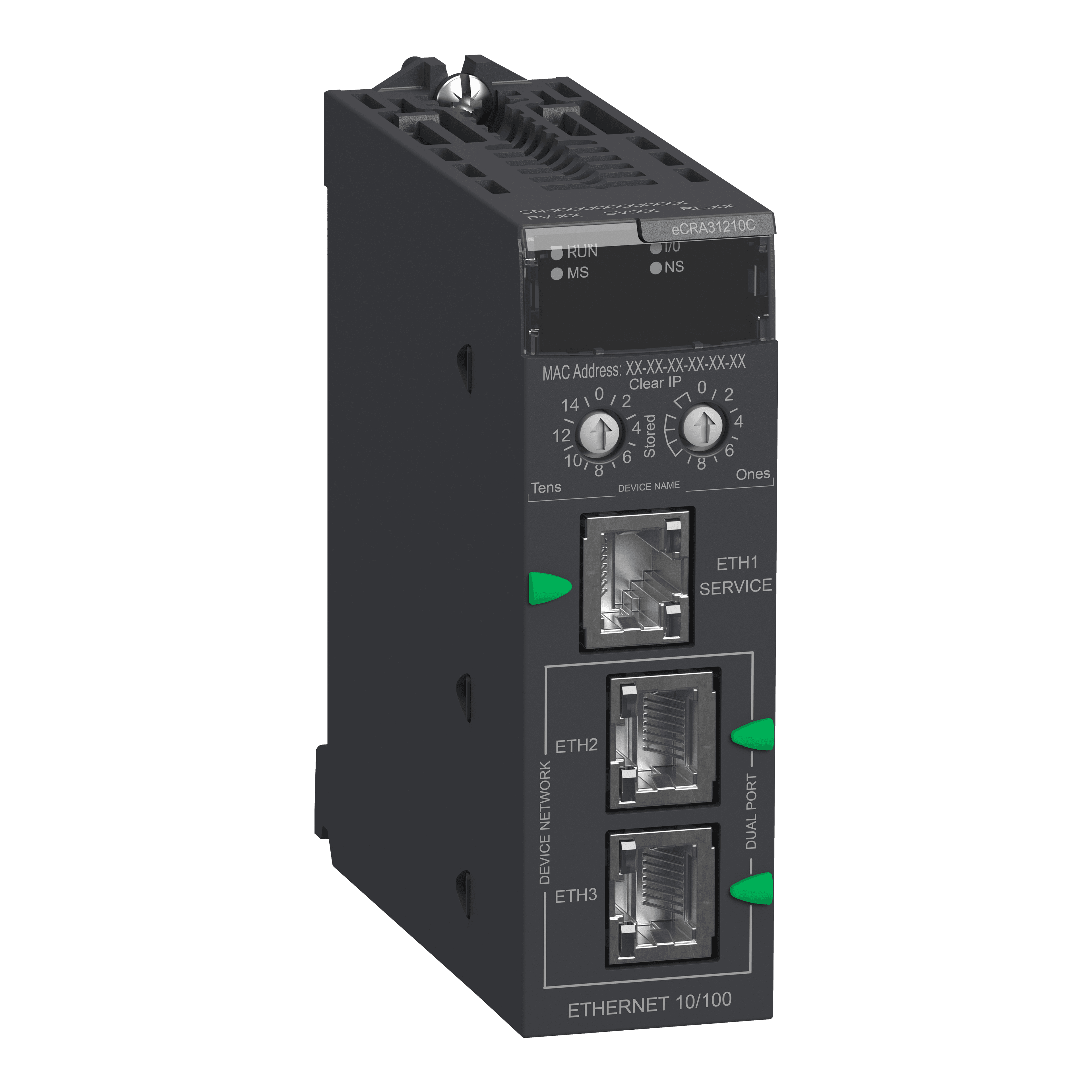 EIO drop adapter, Modicon X80, with Ethernet backplane, coated