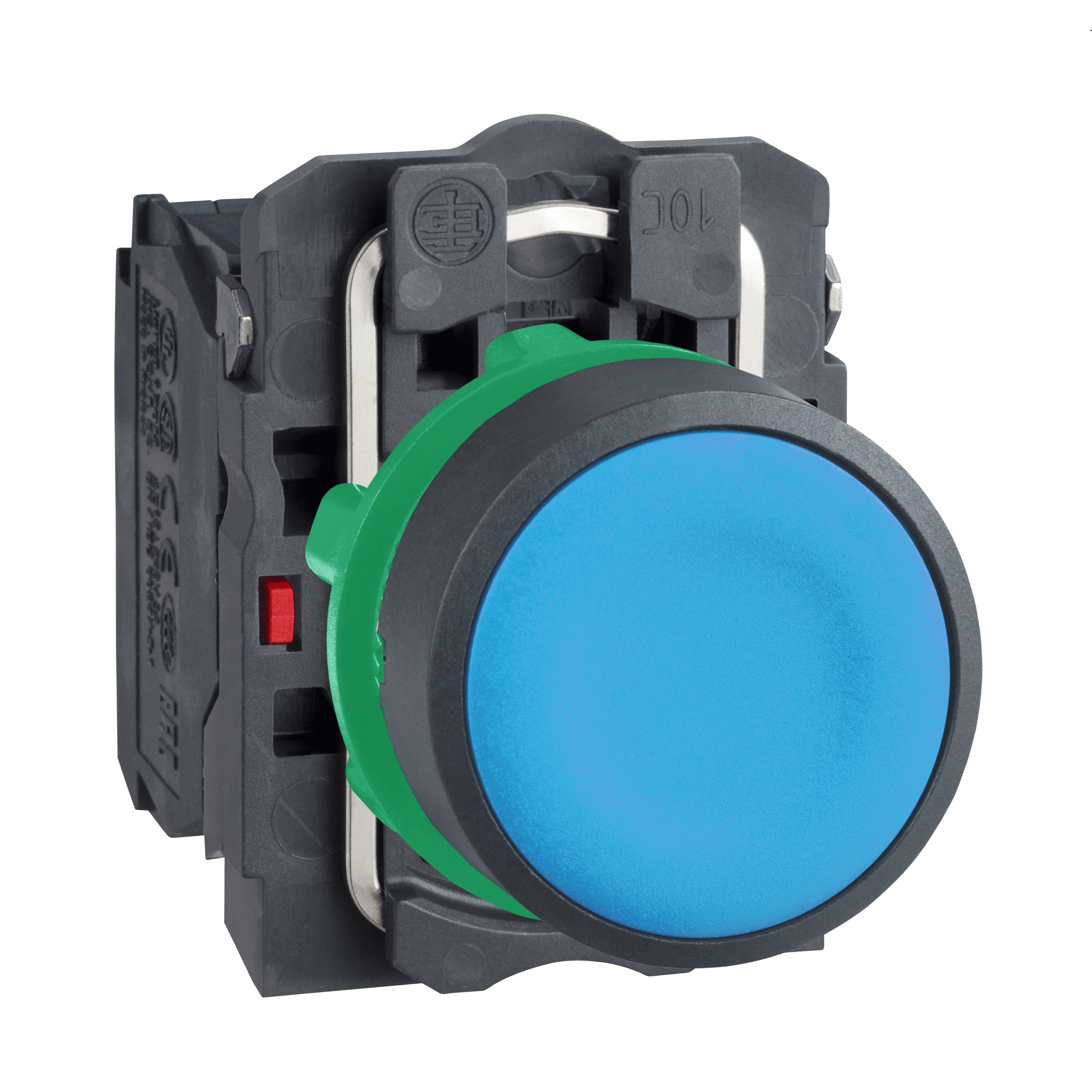 Push button, Harmony XB5, blue flush complete pushbutton Ø22 mm spring return 1NO+1NC unmarked