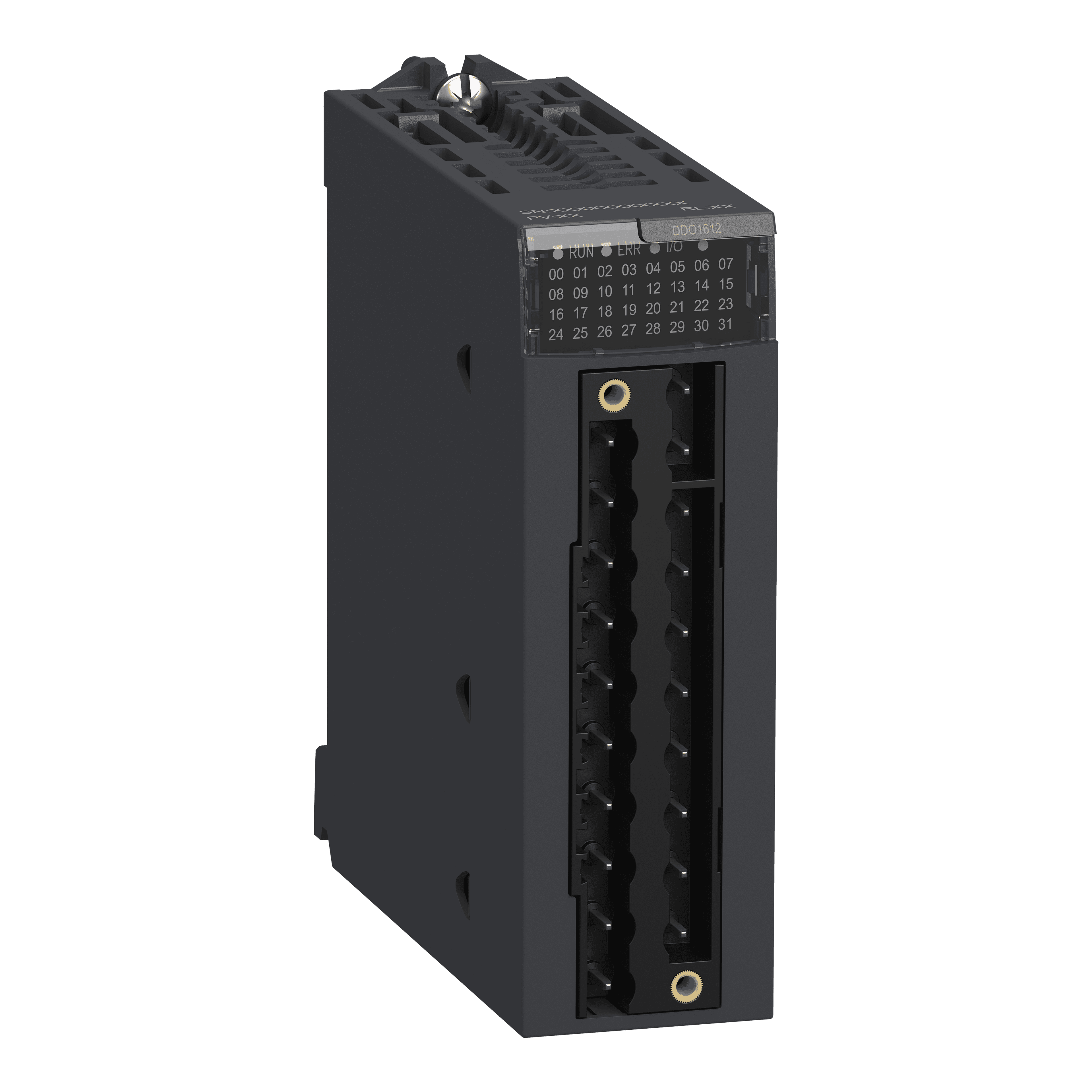 discrete output module, Modicon X80, 16 transistor outputs, 24V DC negative